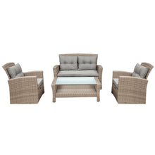 Load image into Gallery viewer, U-style Patio Furniture Set, 4 Piece Outdoor Conversation Set All Weather Wicker Sectional Sofa with Ottoman and Cushions
