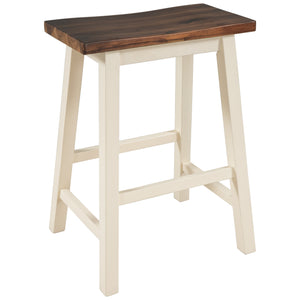 TOPMAX Farmhouse Rustic 2-piece Counter Height Wood Kitchen Dining Stools for Small Places, Walnut+ Cream White
