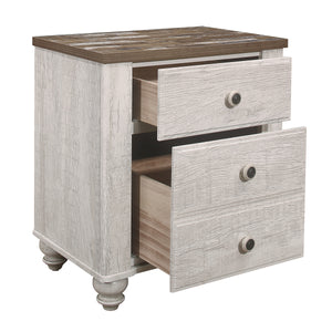 Transitional-Rustic Style Nightstand Drawers Two-Tone Finish Melamine Board Bedroom Furniture