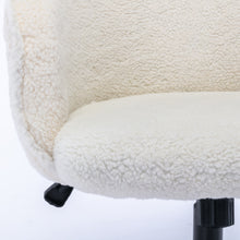 Load image into Gallery viewer, HengMing Desk Chair Faux Fur Task Chair,Modern Cute Accent Armchair  Swivel Makeup Stool for Bedroom, White
