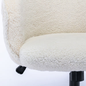 HengMing Desk Chair Faux Fur Task Chair,Modern Cute Accent Armchair  Swivel Makeup Stool for Bedroom, White