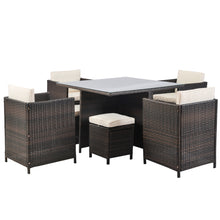 Load image into Gallery viewer, U_Style 9 Piece Rattan Conversation Set with Cushions, Patio Rattan Dining Set
