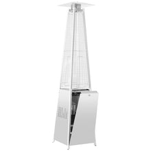 Load image into Gallery viewer, GO 42000 BTU Stainless Steel Material Pyramid Glass Tube Flame Outdoor Heater with Long Strips of Flame with Aluminum Top Reflector Shield Heating Up to 115 Square feet
