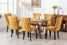 Load image into Gallery viewer, A&amp;A Furniture,Upholstered Wing-Back Dining Chair with Backstitching Nailhead Trim and Solid Wood Legs,Set of 2, Gold
