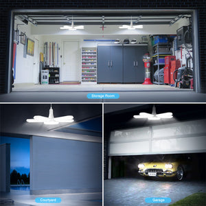 LED Garage Light Deformable E26/E27 Garage Lights LED 8000LM 100W Ceiling Light LED Adjustable Light Garage Light with 5 Panels