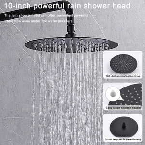 Shower System Shower Faucet Combo Set Wall Mounted with 10" Rainfall Shower Head and handheld shower faucet, Matte Black Finish with Brass Valve Rough-In