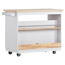 Load image into Gallery viewer, Kitchen Cart Rolling Mobile Kitchen Island Solid Wood Top, Kitchen Cart With 2 Drawers,Tableware Cabinet（White）
