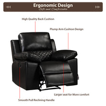 Load image into Gallery viewer, Welike Modern Design Brown Air Leather and PVC Manual Recliner Chair Home Theater Seating for Bedroom &amp; Living Room（The color is a black with a little brown, you can call it dark brown）
