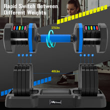Load image into Gallery viewer, Adjustable Dumbbell - 55lb Single Dumbbell with Anti-Slip Handle, Fast Adjust Weight by Turning Handle with Tray, Exercise Fitness Dumbbell Suitable for Full Body Workout
