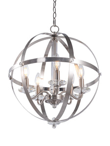 5-Light Candle Style Globe Chandelier Vintage Silver
