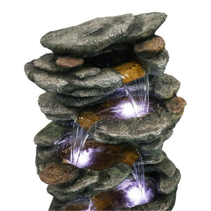 40 Inch Cascading Waterfall With LED Lights Soothing Tranquility For Home Garden