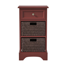 Load image into Gallery viewer, End Table, Accent Cabinet, with 1 Drawers and 2 Baskets, for Kitchen/Dining/Entrance/Bedroom (red)
