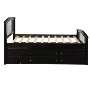 Orisfur. Twin Size Platform Storage Bed Solid Wood Bed with 6 Drawers