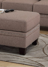 Load image into Gallery viewer, Cocktail Ottoman Cotton Blended Fabric Coffee Color Nailheads Ottomans
