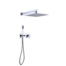 Load image into Gallery viewer, Trustmade 10 Inches Polished Chrome Shower System Bathroom Luxury Rain Mixer Shower Combo Set Wall Mounted Rainfall Shower Head System, Rough-in Valve Body and Trim Included - 2W01
