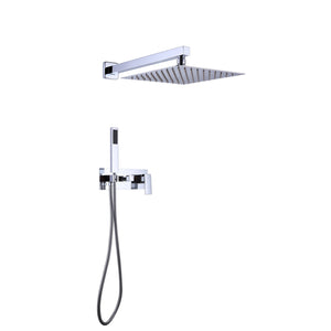 Trustmade 10 Inches Polished Chrome Shower System Bathroom Luxury Rain Mixer Shower Combo Set Wall Mounted Rainfall Shower Head System, Rough-in Valve Body and Trim Included - 2W01