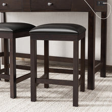 Load image into Gallery viewer, TOPMAX 4-Piece Counter Height Table Set with Socket and Leather Padded Stools, Espresso
