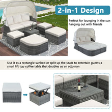 Load image into Gallery viewer, U_STYLE Outdoor Patio Furniture Set Daybed Sunbed with Retractable Canopy Conversation Set Wicker Furniture Sofa Set

