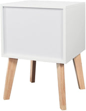 Load image into Gallery viewer, White Nightstand Side Table Side Table with Storage Drawers and Open Shelves Solid Wood Nightstand with Solid Wood Legs Modern Nightstand Bedroom Living Room (White)
