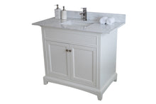 Load image into Gallery viewer, Montary 37&quot;x 22&quot; bathroom stone vanity top carrara jade  engineered marble color with undermount ceramic sink and single faucet hole with backsplash
