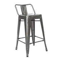 Load image into Gallery viewer, BTEXPERT Industrial 24 inch Galvanized Distressed Kitchen Chic Indoor Outdoor Low Back Metal Counter Height Stool
