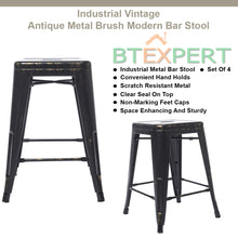 Load image into Gallery viewer, BTExpert 24&quot; inches Stackable Industrial Golden Black Backless Kitchen Chair Island Indoor Outdoor Metal Barstools SET OF 4
