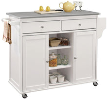 Load image into Gallery viewer, ACME Tullarick Kitchen Cart, Stainless Steel &amp; White 98307
