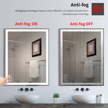 Load image into Gallery viewer, LED Bathroom Vanity Mirror Wall Mounted Adjustable White/Warm/Natural Lights Anti-Fog Touch Switch with Memory Modern Smart Large Bathroom Mirrors
