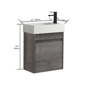 Small Bathroom Vanity With Sink,Float Mounting Modern Design With Soft Close Doors,18x10-00518 PGO
