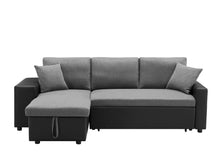 Load image into Gallery viewer, Artemax 92.5“Linen Reversible Sleeper Sectional Sofa with storage and 2 stools Steel Gray
