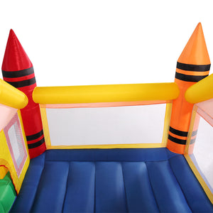 Inflatable Bounce House Kid Activity Center Crayon Design Slide and Jump Game