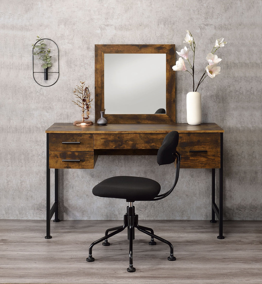 ACME Juvanth Vanity Desk & Mirror in Rustic Oak & Black Finish 24267