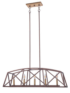 5-Light Architectural Bronze and Soft Matte Brass Kitchen Island Linear Pendant