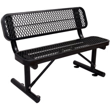 Load image into Gallery viewer, 4 ft. Outdoor Steel Bench with Backrest BLACK
