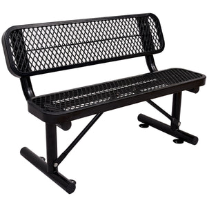 4 ft. Outdoor Steel Bench with Backrest BLACK