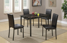 Load image into Gallery viewer, Dining Room Furniture 5pc Dining Set Table And 4x Chairs Faux Marble Top table Black Faux Leather Chairs
