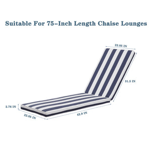 2PCS Set Outdoor Lounge Chair Cushion Replacement Patio Funiture Seat Cushion Chaise Lounge Cushion