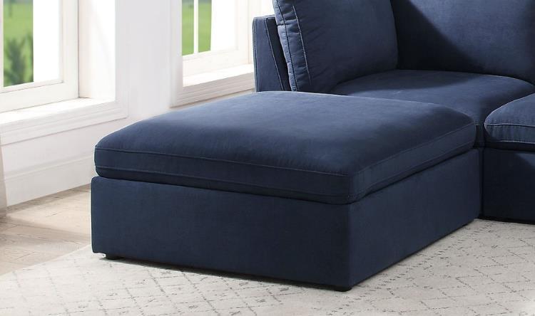 ACME Crosby Ottoman, Blue Fabric 56037