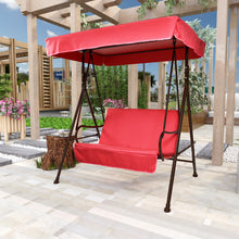 Load image into Gallery viewer, 2-Seat Outdoor Patio Porch Swing Chair, Porch Lawn Swing With Removable Cushion And Convertible Canopy, Brown Red
