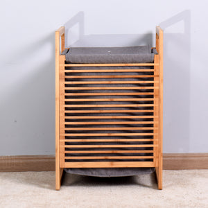 Bathroom Laundry Basket Bamboo Storage Basket with 2 Bamboo Handles 15.74 x 13.78 x 23.82 inch