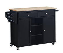 Load image into Gallery viewer, 1-Pc Grady Cottage Style Kitchen Island Storage Cart Natural Finish Top Black Color
