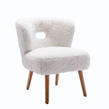 Load image into Gallery viewer, HengMing Accent Chair Lambskin Sherpa Upholstery Open Back Chair for Living Room Bedroom/White

