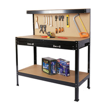 Load image into Gallery viewer, Steel Workbench Tool Storage Work Bench Workshop Tools Table W/Drawer and Peg Board 63&quot;
