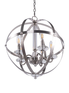 5-Light Candle Style Globe Chandelier Vintage Silver