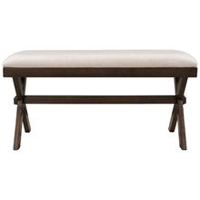 Load image into Gallery viewer, TOPMAX Farmhouse Rustic Wood Kitchen Upholstered Dining Bench, Brown+ Beige
