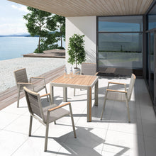 Load image into Gallery viewer, Geneva Patio Furniture, 5 Pieces Bistro Set, with Single Sofa Club Chair, and Side Table with Aluminium Textilene and Teak
