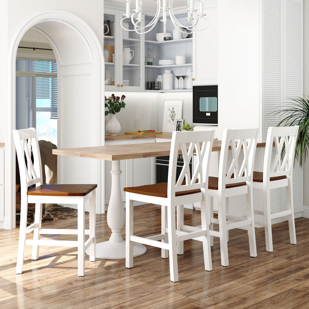 TOPMAX Farmhouse 4-Piece Counter Height Kitchen Dining Chairs Set,Cherry+White