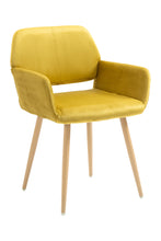 Load image into Gallery viewer, Velet Upholstered Side Dining Chair with Metal Leg(Yellow velet+Beech Wooden Printing Leg),KD backrest
