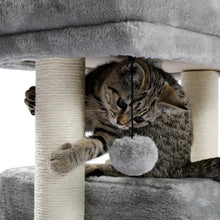 Load image into Gallery viewer, 28.4 Inches Small Cat Tree for Indoor Cats Polyester Plush Cat Tower with Beige Condos, Spacious Perch,Scratching Sisal Posts Plush-covered posts and Replaceable Dangling Balls Gray
