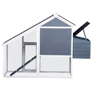 TOPMAX Pet Rabbit Hutch Wooden House Chicken Coop for Small Animals,Gray